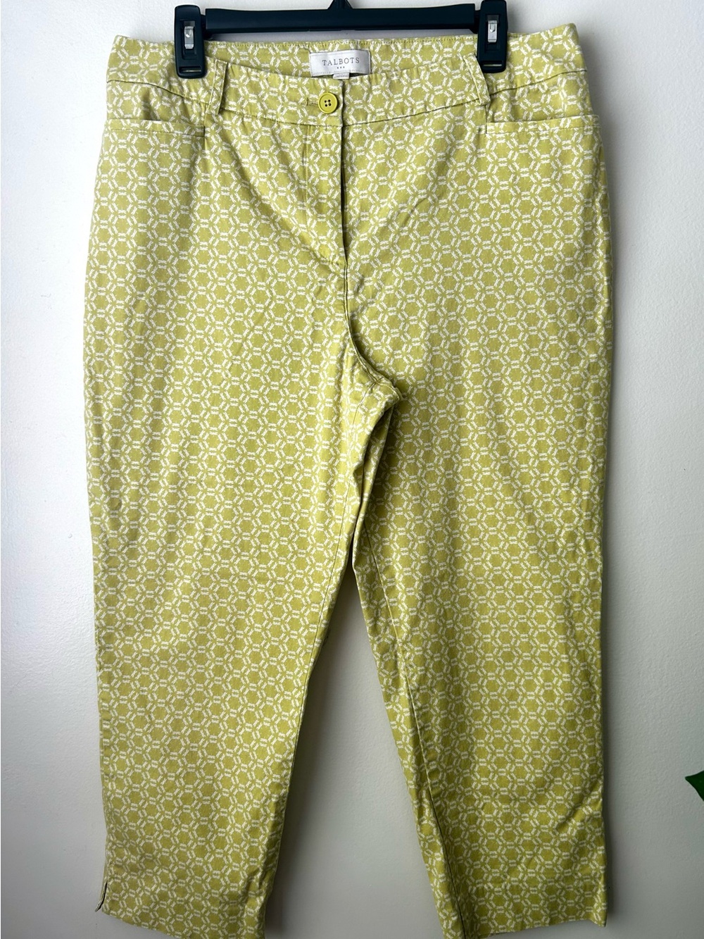 Talbots Yellow Patterned Cropped Pants